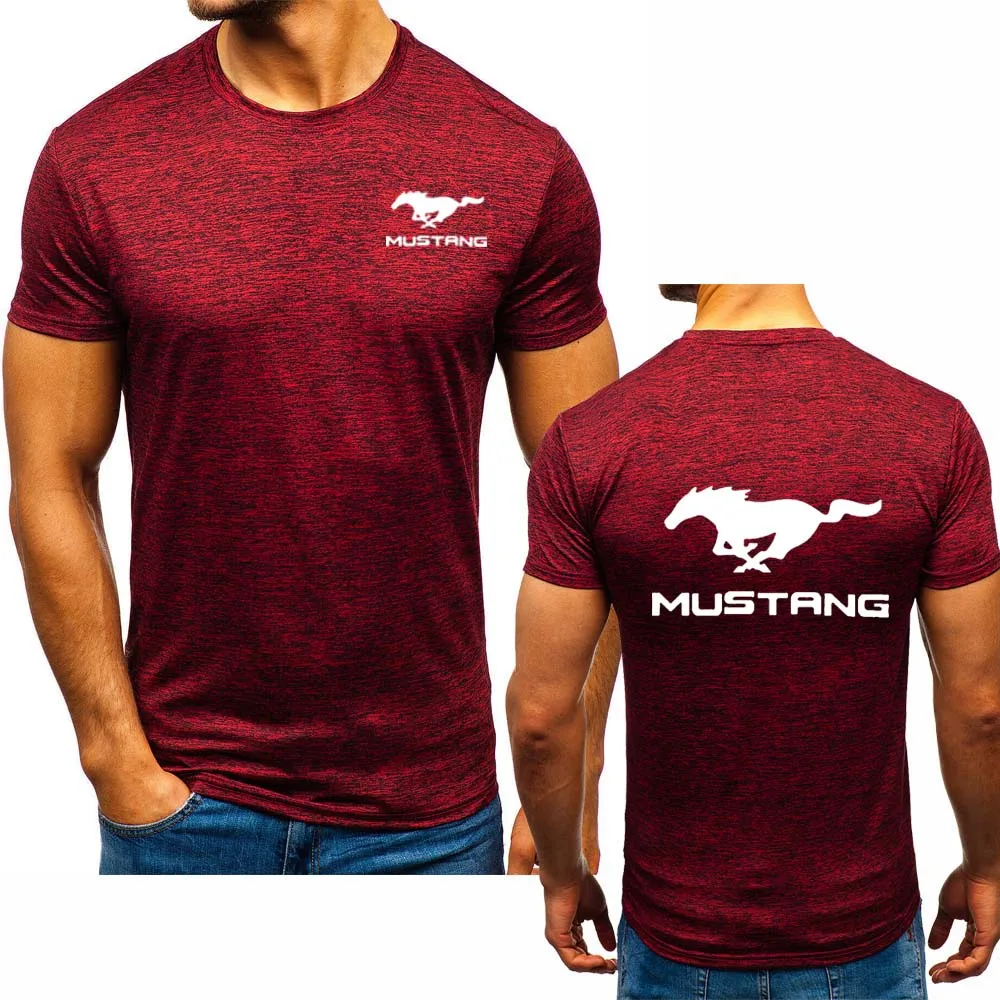 Летняя мужская футболка Mustang с логотипом машины Мужская модная повседневная