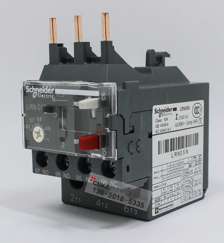 Оригинальное Аутентичное тепловое реле перегрузки Schneider LRN05N 0 63 1A вместо LRE05N с LC1N
