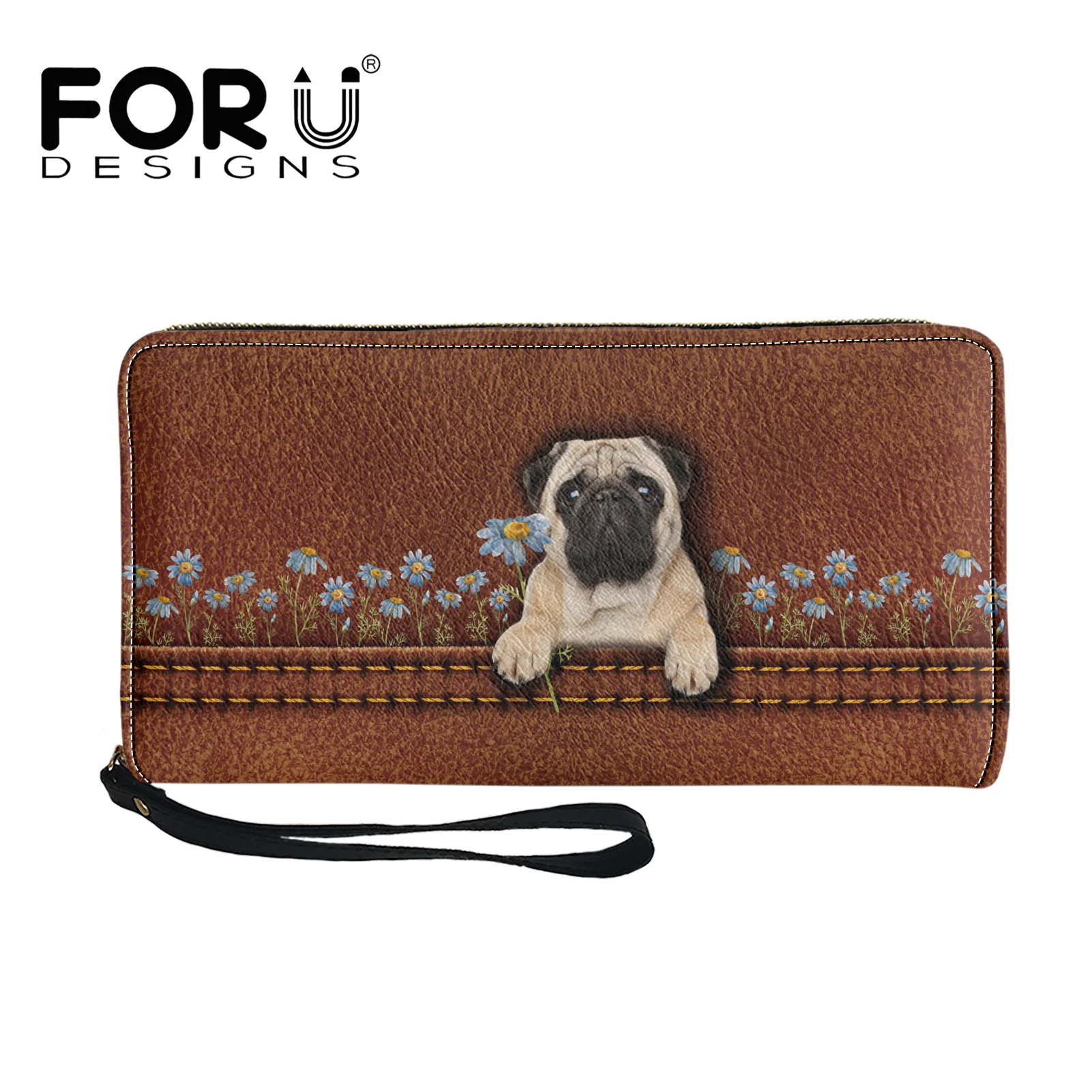 

FORUDESIGNS роскошный длинный кошелек из искусственной кожи для женщин дизайнерский кошелек с принтом собаки новый стиль женский держатель для ...
