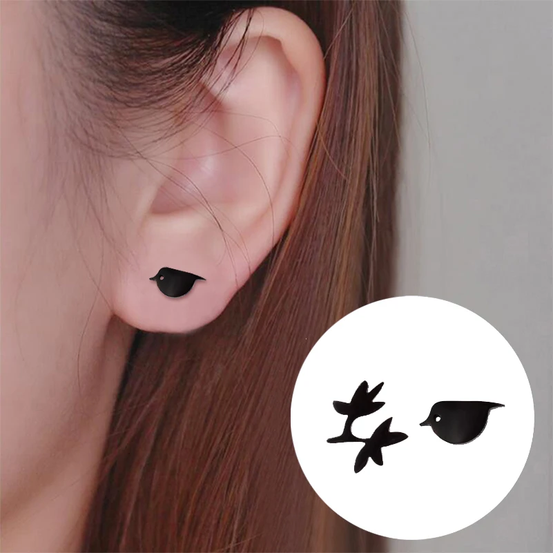 

Oly2u Fashion Cute Animal Earrings for Women Kids Stainless Steel Jewelry Earing Lovely Birds Paw Fox Stud Earrings Accessories