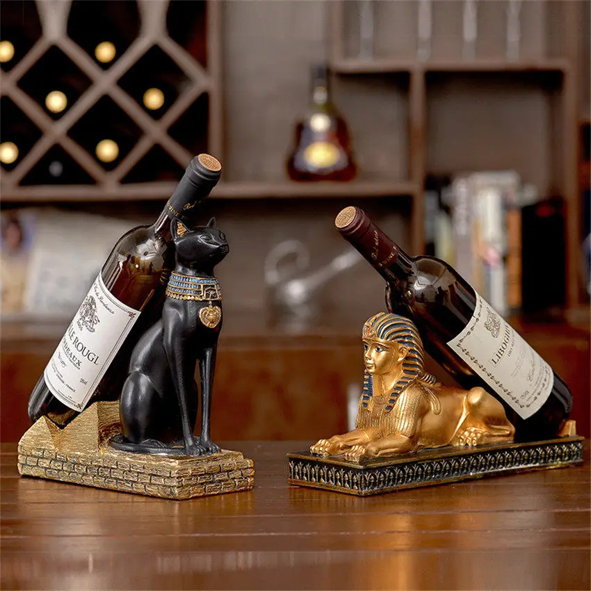

Retro Resin Egyptian Cat Wine Rack Best Wine Bottle Holder Animal Egyptian Goddess Wine Stand Accessories Home Bar Decor