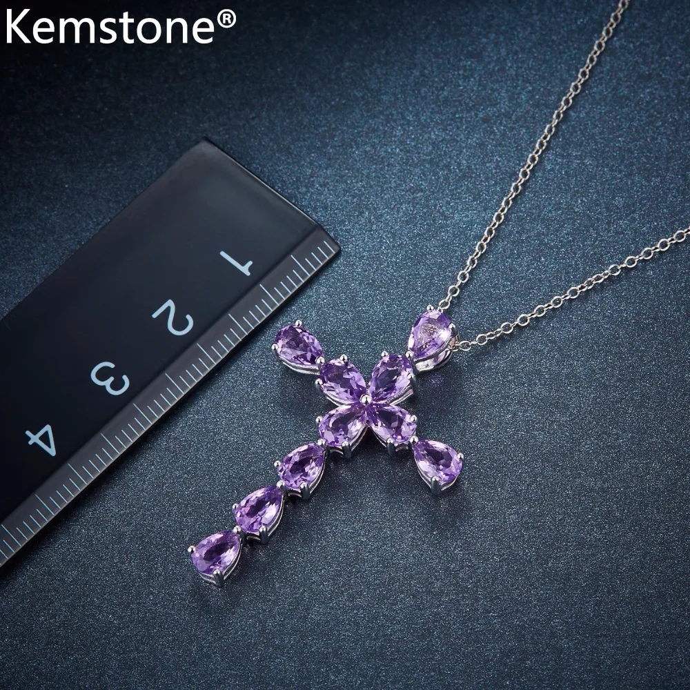 Медное колье-подвеска Kemstone с фиолетовым крестом из циркония подарок для женщин |