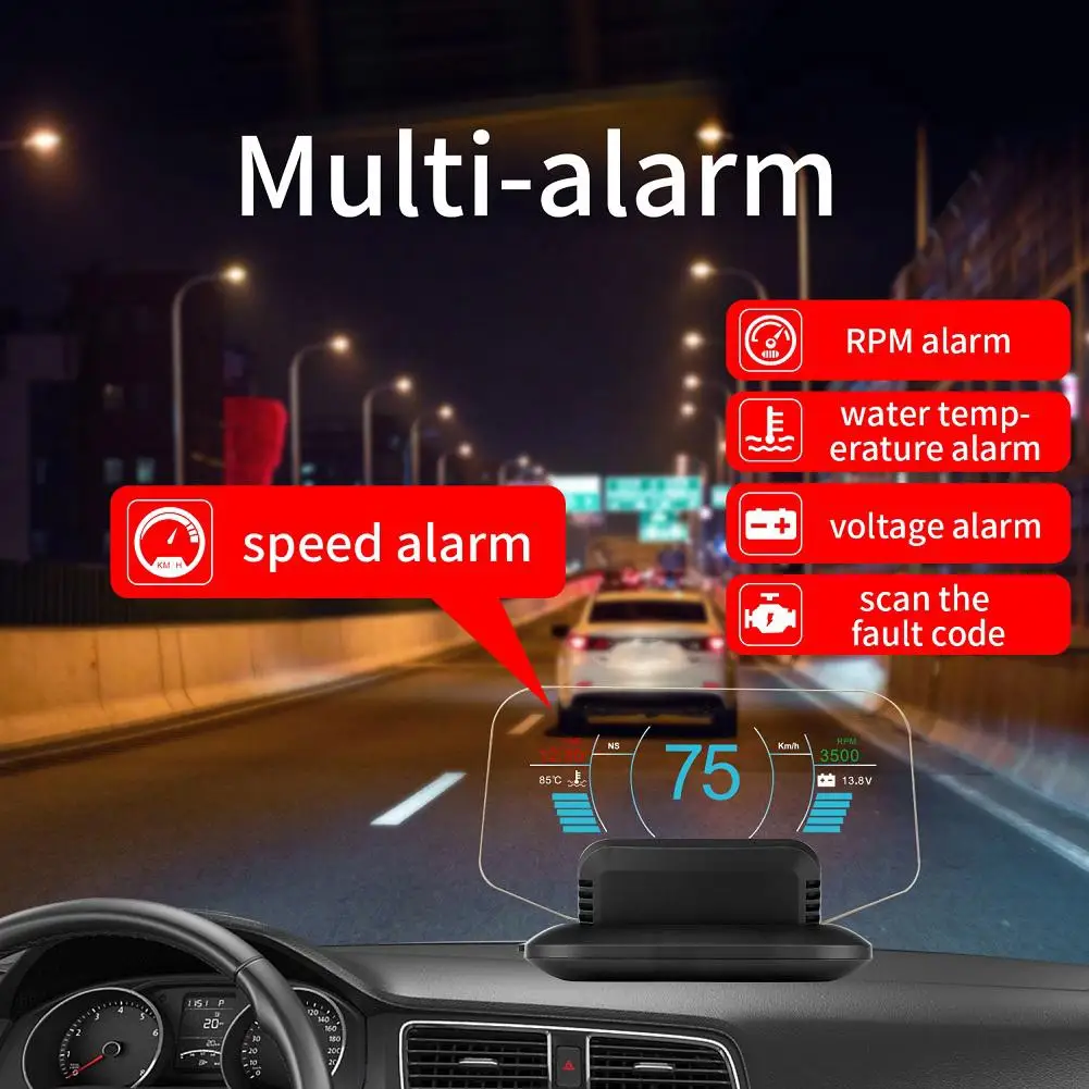 Универсальный автомобильный HUD Дисплей OBD2 + gps двойной режим головной дисплей C1 HD