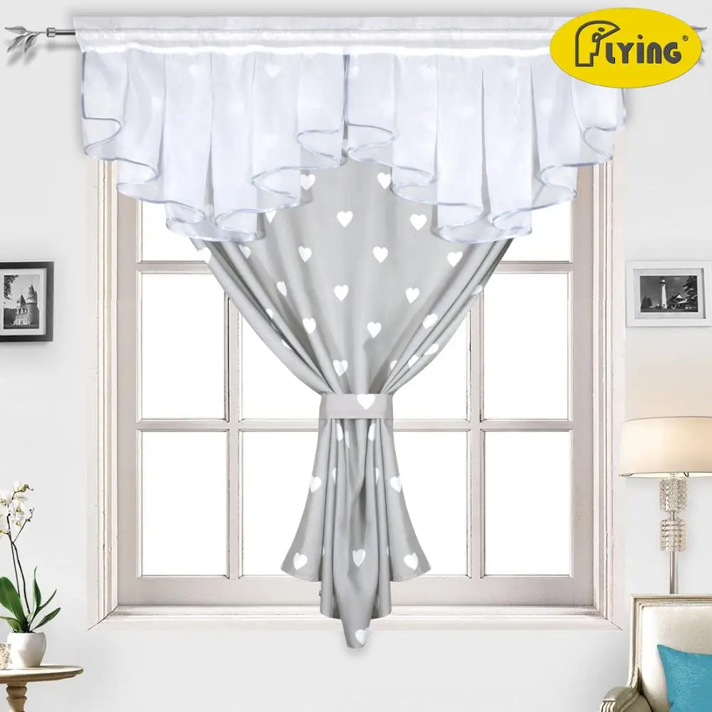 Летающая белая занавеска с рисунком в виде сердца s Тюлевая Складная для кухни