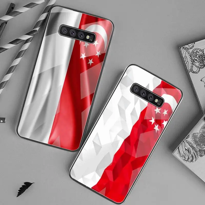 YJZFDYRM Флаг Сингапура мягкий чехол для телефона из закаленного стекла Samsung S20 Plus S7 S8