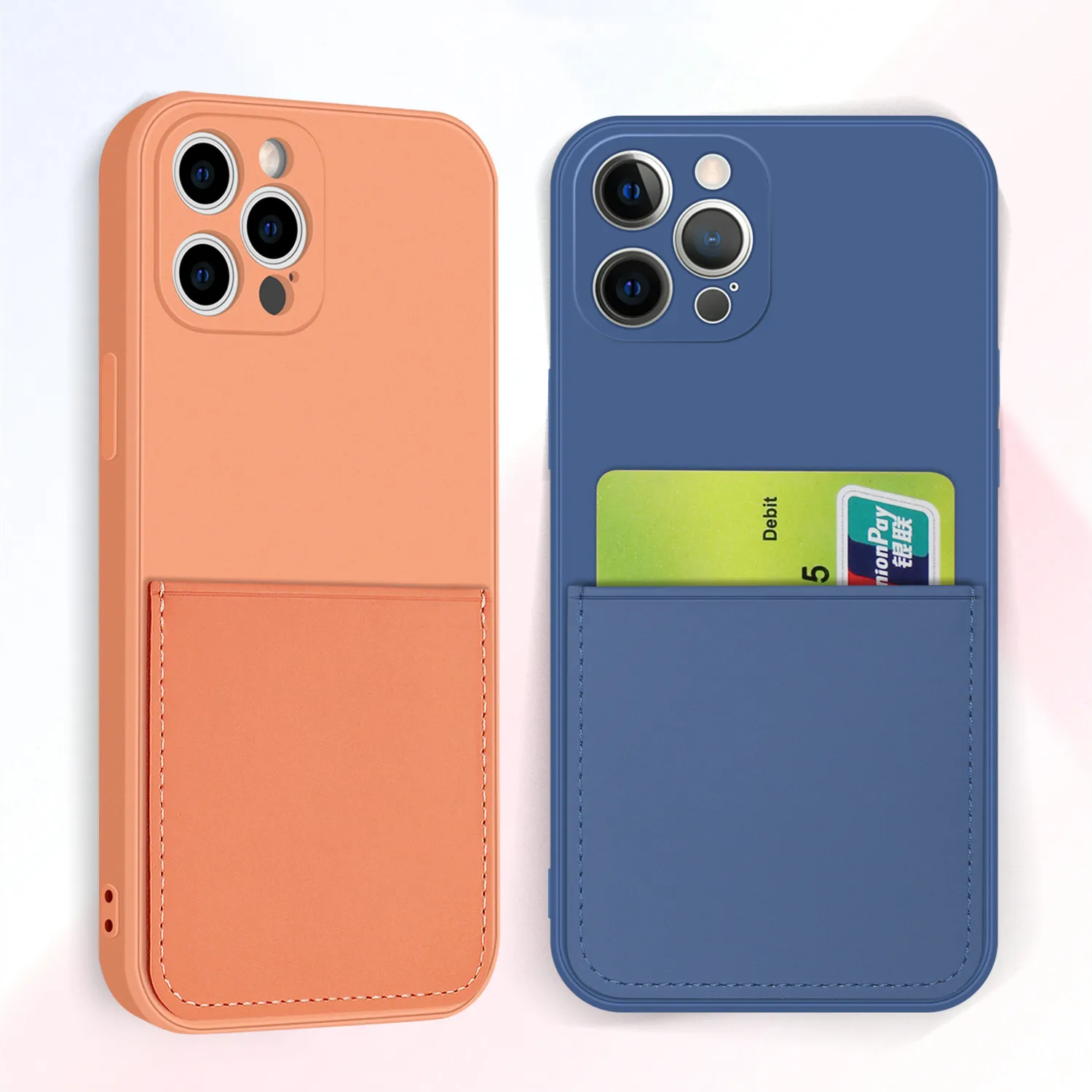 

Soft Silicone Phone Cases for iPhone 12 11 Pro Max Mini SE 2020 XS X XR 7 8 Plus with Card Slot Wallet Back Cover Protect Fundas