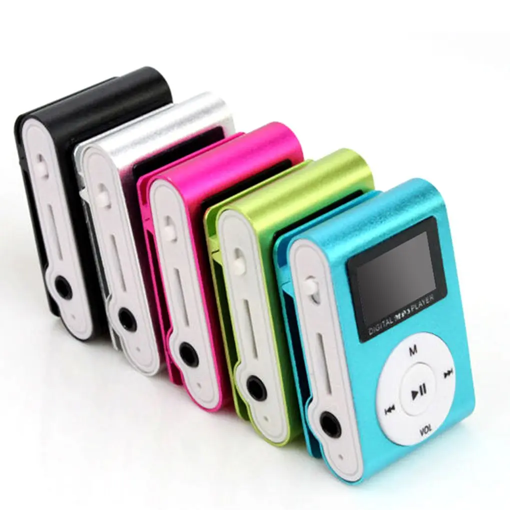 

Mini Clip MP3 Player LCD Screen Metal Sports with Micro TF/SD Slot with Earphone and USB Cable Portable MP3 Music Players