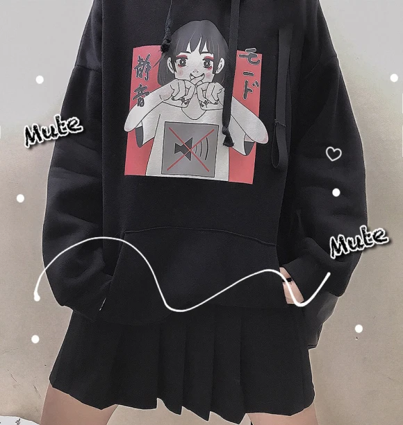 Аниме принт толстовка женская Kawaii Толстовка Harajuku одежда пуловер с капюшоном корейского размера плюс тонкая Повседневная Уличная одежда Топ V562