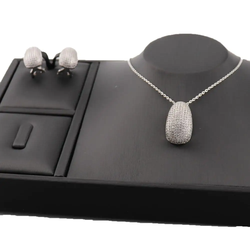 Роскошное классическое модное простое медное ожерелье с полным цирконием набор