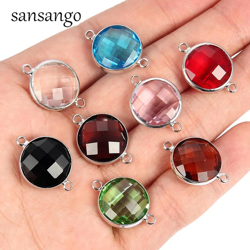 Fashion 10pcs 14mm Multi-Color Round Gold Alloy Crystal Connectors DIY Charms Bracelet Earrings Making Finding For Women Jewelry | Украшения