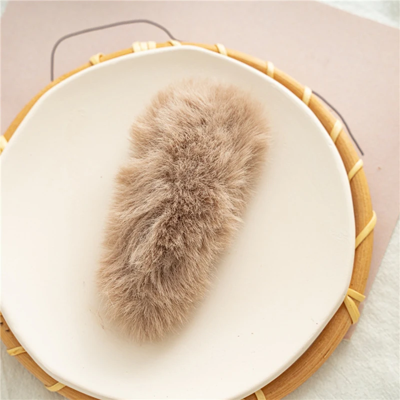 

Winter Plush Soft Hair Clip Girls Furry Barrettes Korean Fashion Sweet Hair Accessories Candy Color Faux Rabbit Fur Hairpin