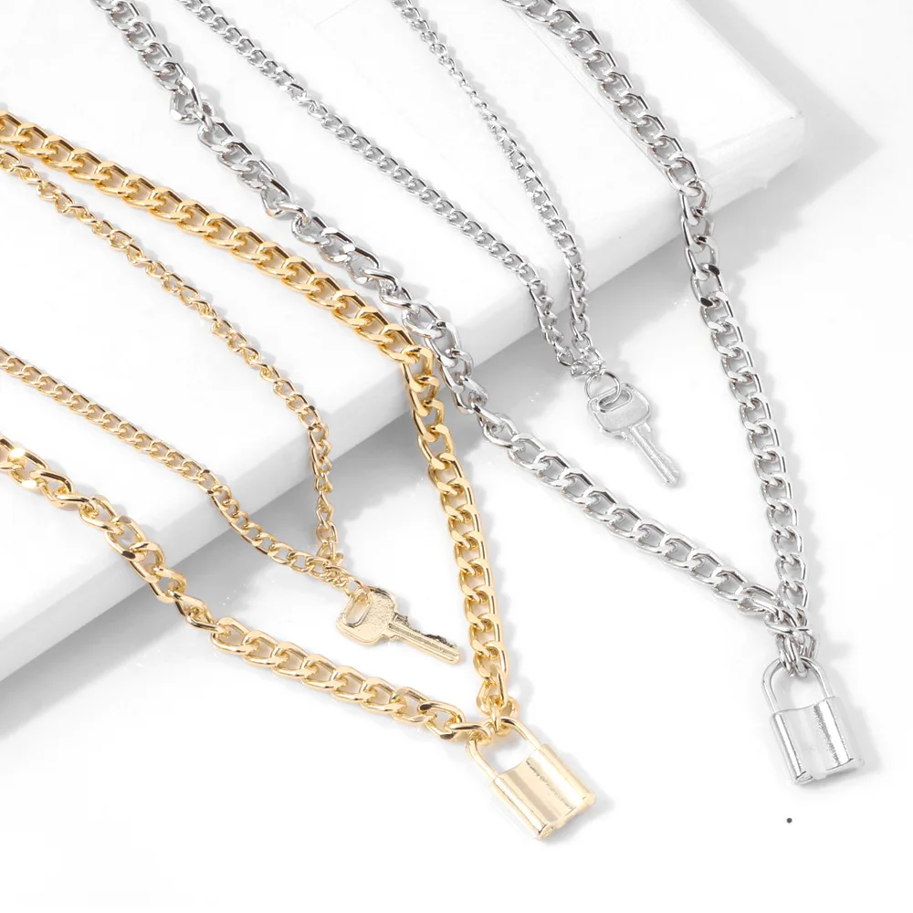 2020 модное ожерелье с подвеской в виде замка для ключей женщин золотое/серебряное