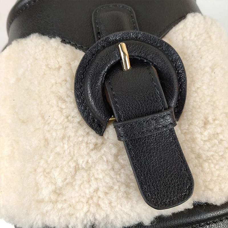 

Textured One-Shoulder Messenger Lamb Hair Bucket Bag Autumn and Winter All-Match Handbag