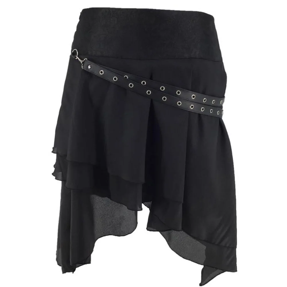 

High Waist Medieval Skirt Women Strap Belted Middle Ages Renaissance Costumes Vintage Gothic Swing Ruffles Asymmetrical Skirts