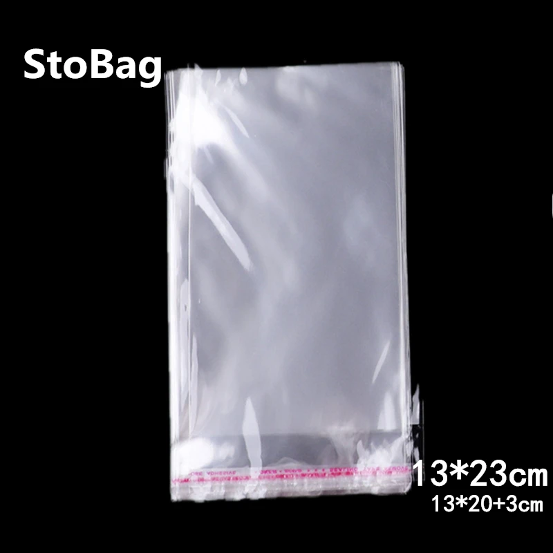 

StoBag 200pcs 13*23cm Clear Self Adhesive OPP Poly Plastic Bags Necklace Jewelry Packaging Bag Self Sealing Cello Cellophane Bag
