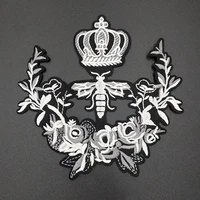 5 pieces crown bee embroidery patches ironing applique for clothing t shirt jacket bag diy fabric repair garment accessories
