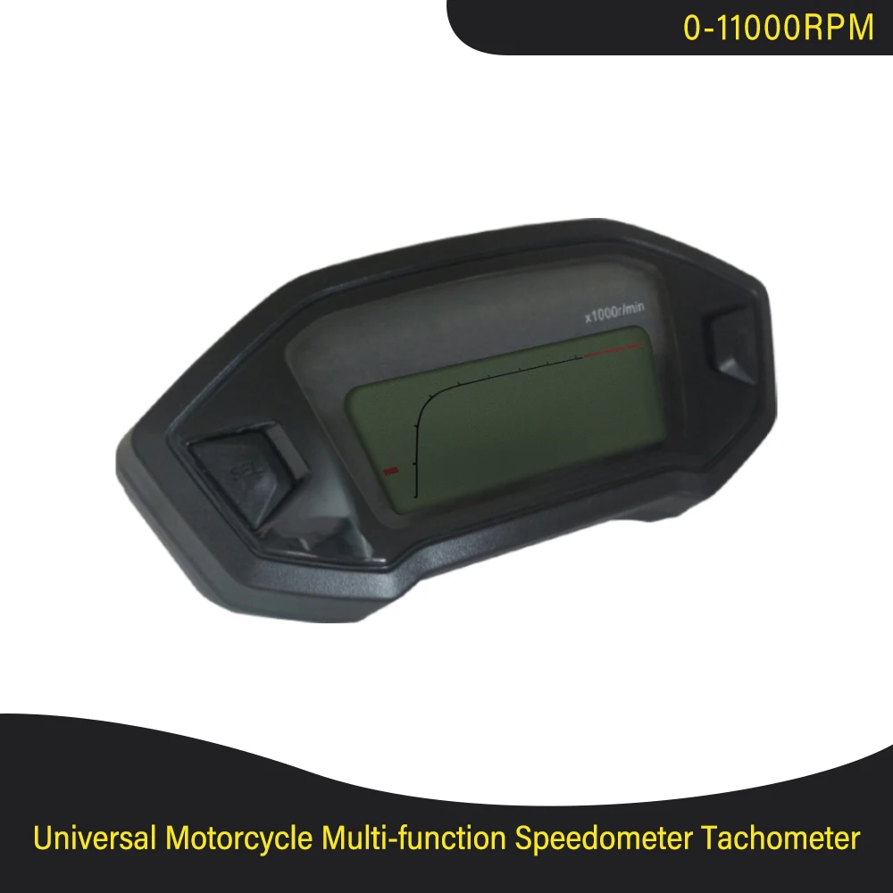 

Motorcycle LCD Tachometer Speedometer Gauge Odometer 5 Gear 7 Backlight 11000 RPM 199 KMH MPH Motorcycle Universal