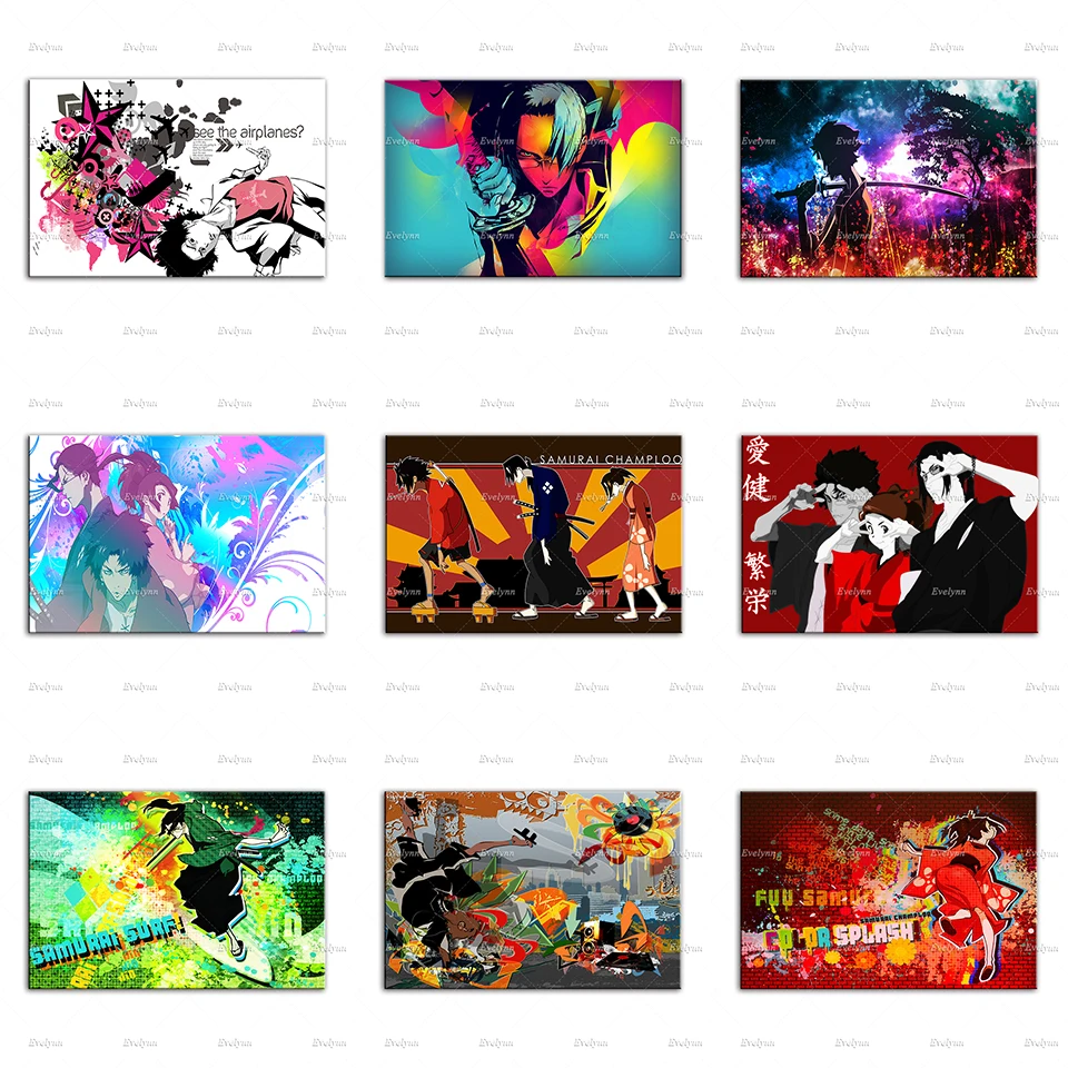 

Samurai Champloo Japanese Adventure Action Anime Poster Children Room Decor Painting Living Room Decor Canvas Wall Art Prints
