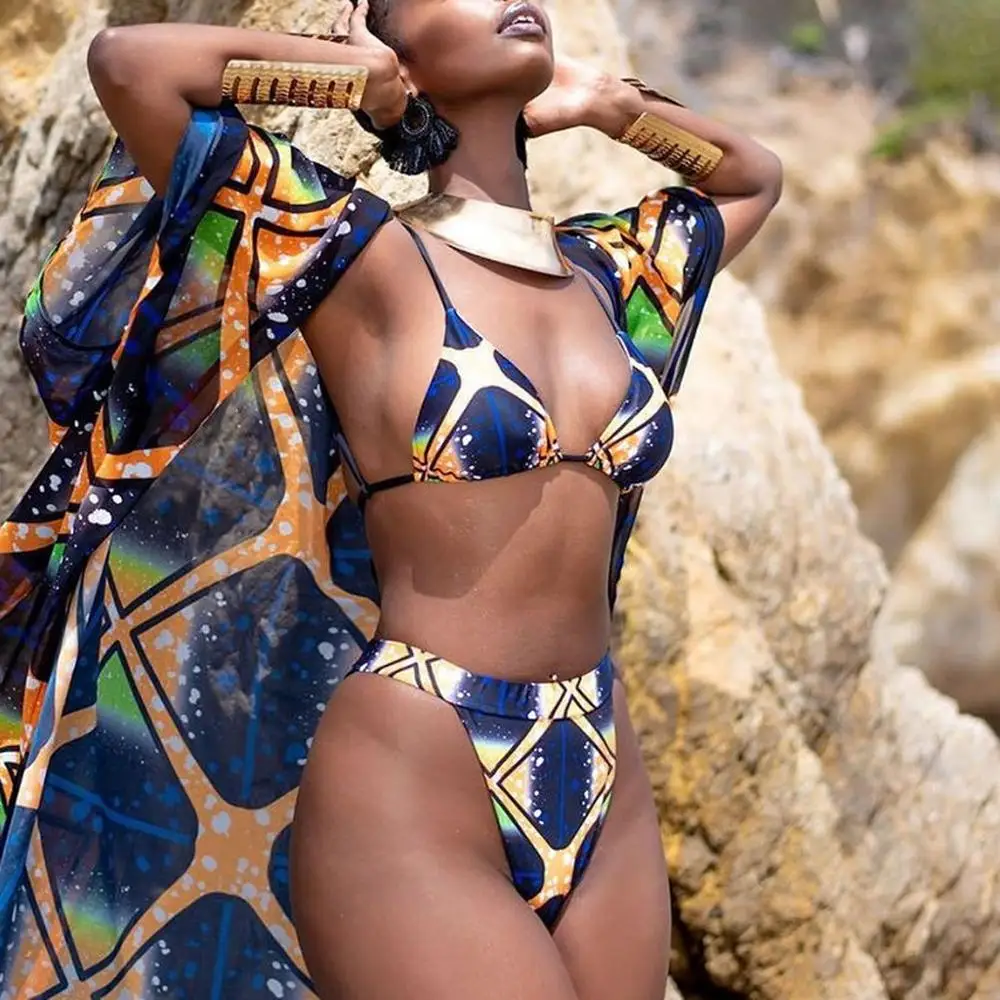 Мода 2020 бикини сексуальный купальник для женщин с принтом высокая талия бандаж