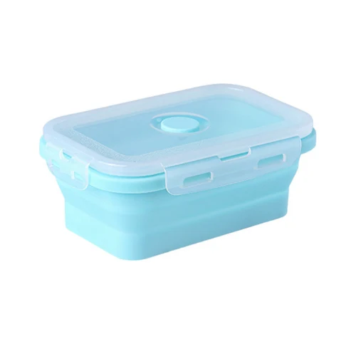 Light blue Силиконовый складной Ланч-бокс, контейнер для хранения продуктов, портативный складной Ланч-бокс для детей и взрослых - Цвет: Light blue