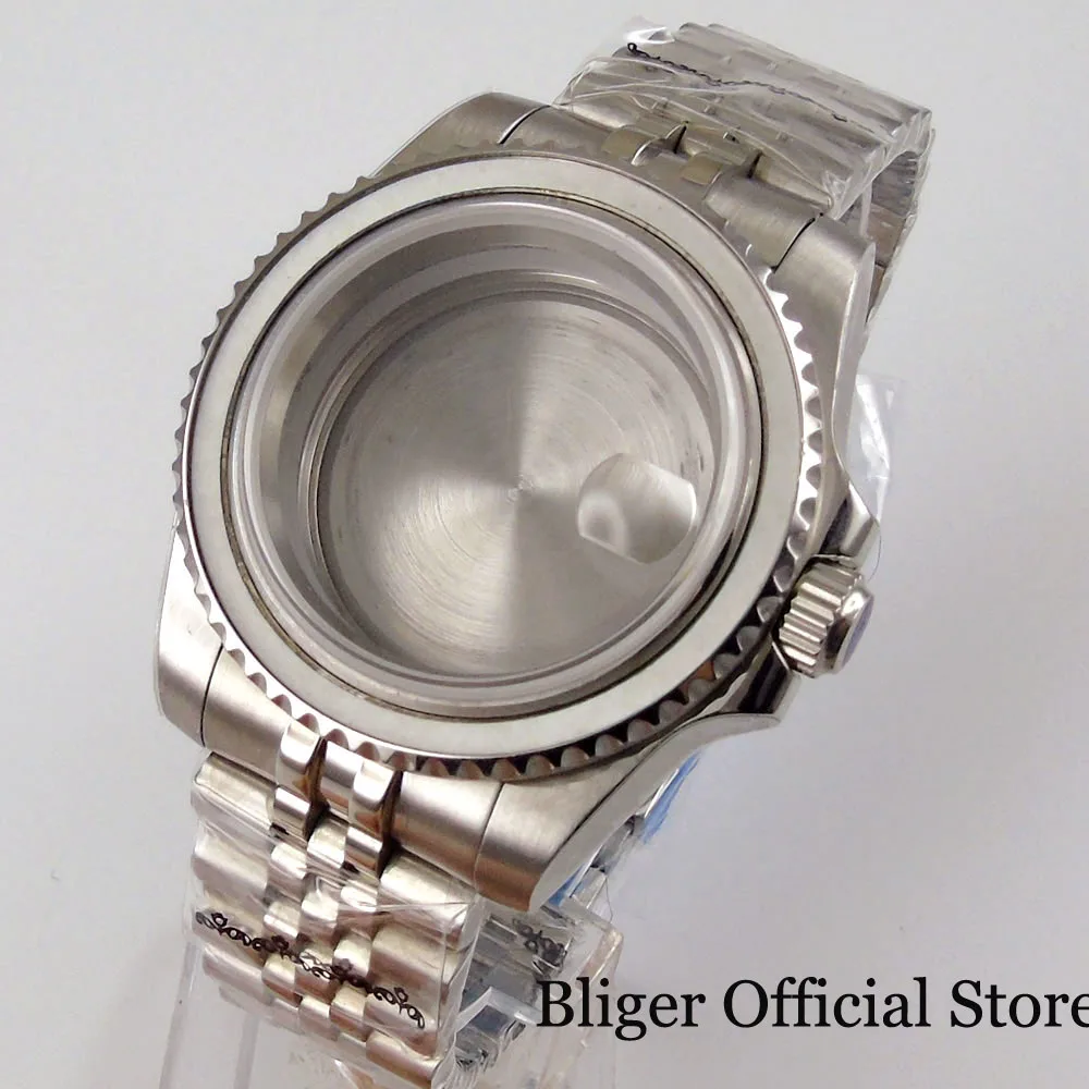 Steel Automatic 40mm Men Watch Case for NH35 NH36 Movement Jubilee Strap Rotating Bezel Screw Crown Seeing/Mental Back