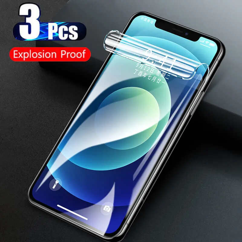 3 шт. полное покрытие для iphone 12 Pro Max защитное стекло Гидрогелевая пленка на aiphone Mini
