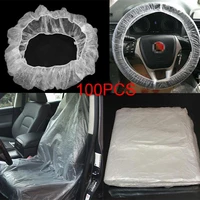 100pcsset car disposable plastic seat cover steering wheel cover garage disposable plastic seat covers vehicle protectors