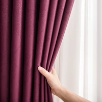 electric engraving 3d flowers curtains for living room wine red blackout insulation window drapes for bedroom balcony vt
