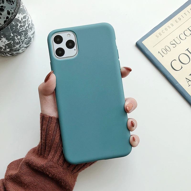 VZD простой сплошной I Love U iphone 11 Pro X 7 Чехол для iphone Xs Max Xr женский анти-осень телефон 6S Tpu мягкий чехол 8 7plus задняя крышка - Цвет: M Army Green