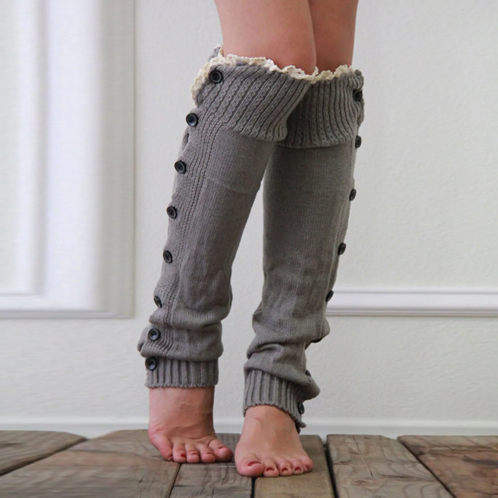 Женские теплые носки зимние женские рождественские кружевные шерстяные выше