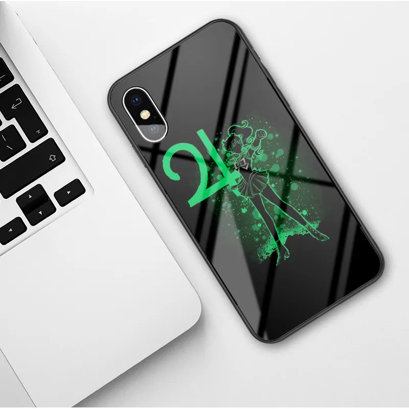 Glass shell Чехол для телефона Sailor Moon японского аниме Kawaii для iPhone XR 6 6S 7 8 Puls X XS MAX, чехлы из закаленного стекла, чехол для iPhone 11 Pro Max - Цвет: Glass shell