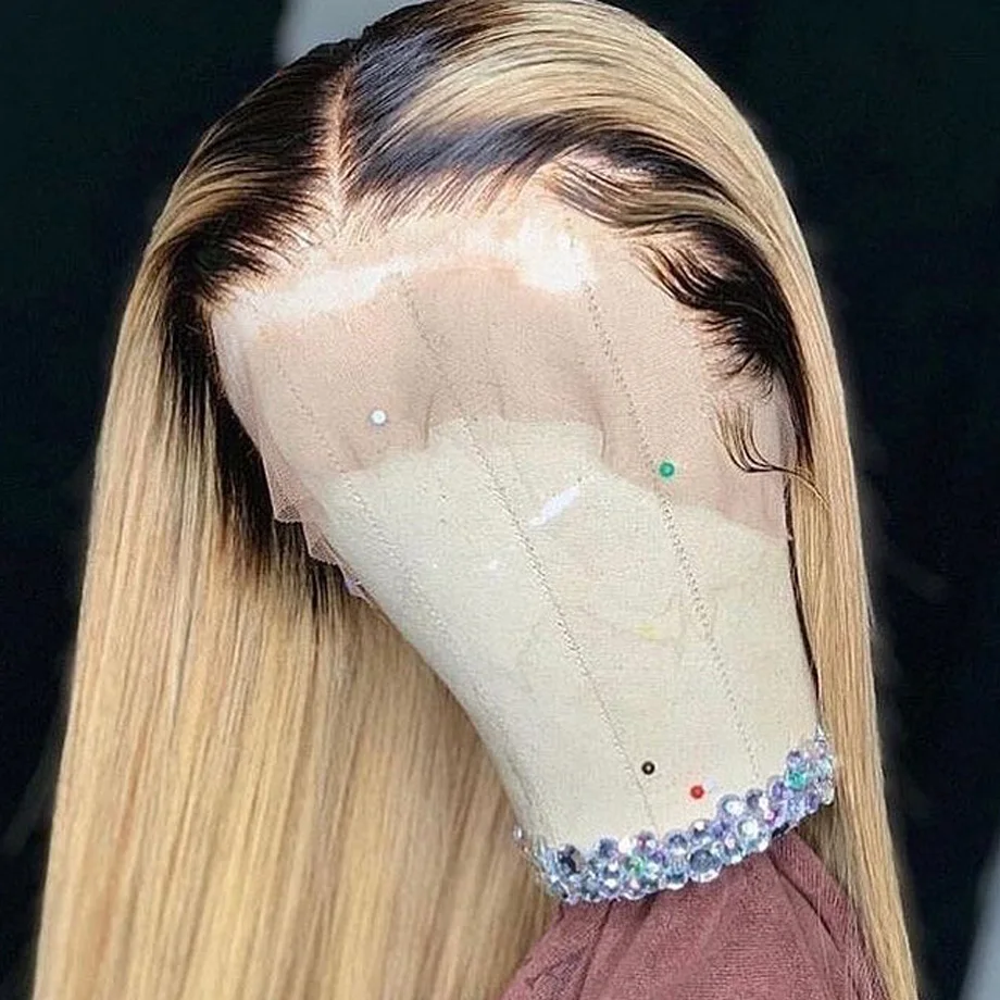 Короткие прямые омбре 613 блонд длинные бразильские фронтальные человеческие