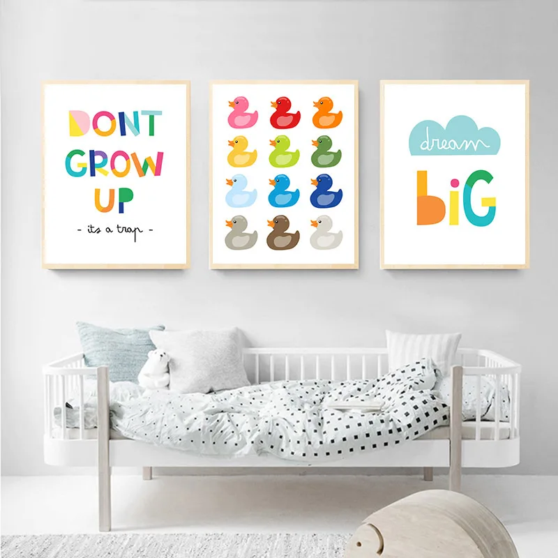

Wall Art Painting Poster Kids Dream Big Nursery Poster Baby Room Wall Pictures for Chirldren Bedroom Room Decor Canvas Prints
