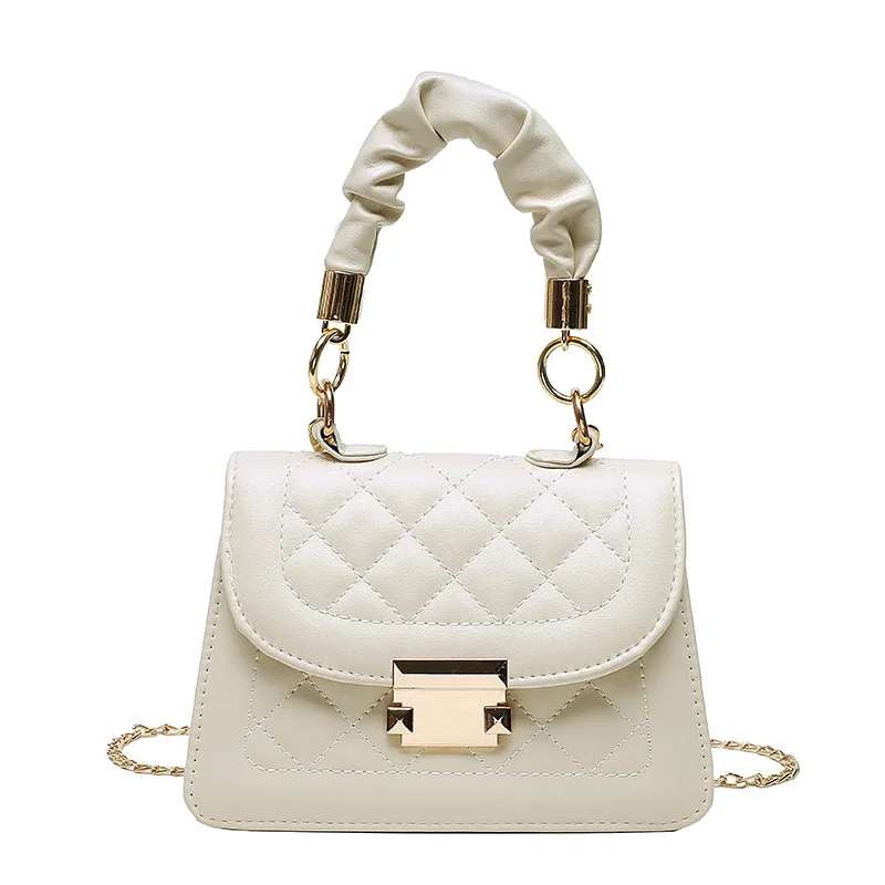 

Mini Simple PU Leather Tote Bags For Women 2020 Solid Color Chain Lock Shoulder Handbags Female Fashion Crossbody Bag