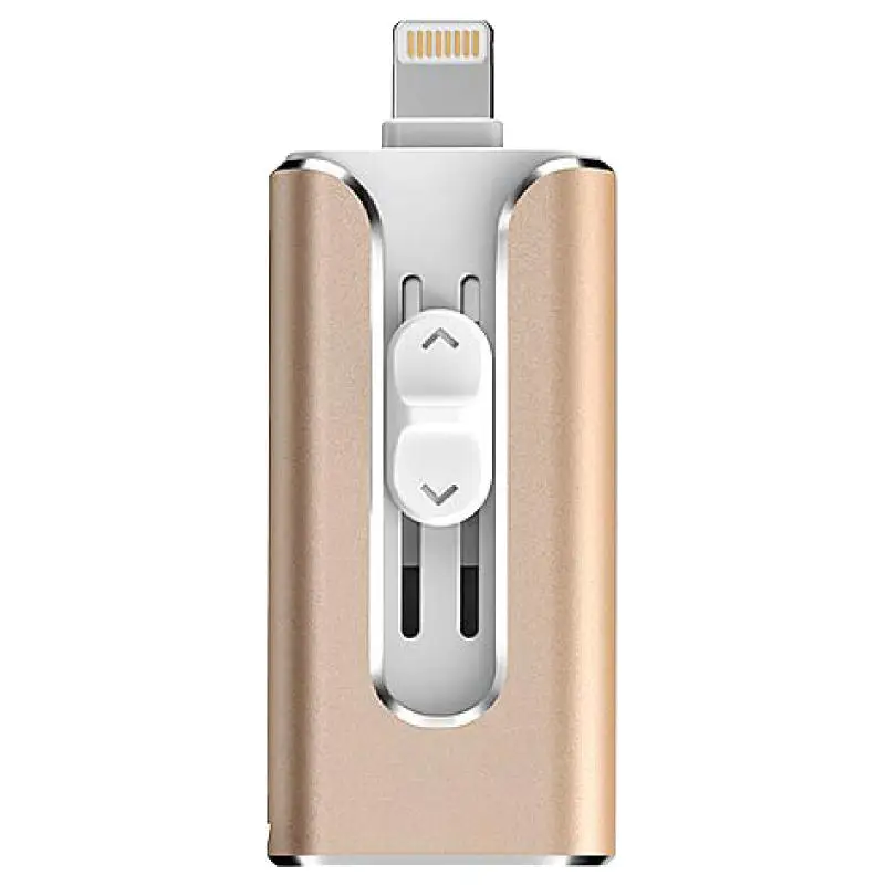 OTG USB флешка 64 Гб USB 3,0 для iPhone/iPad/IOS/Android/PC 128 ГБ 256 ГБ 32 ГБ 16 ГБ 8 ГБ металлический Флешка флеш-накопитель USB 3,0 - Цвет: Gold