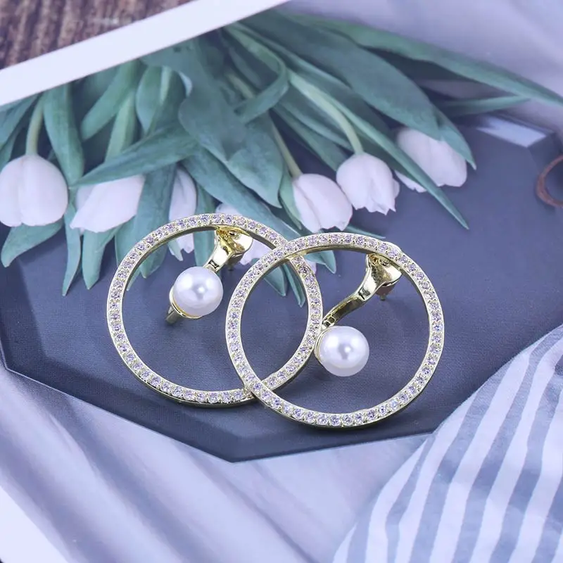 Huitan роскошные женские серьги кольца с искусственным жемчугом украшение петля