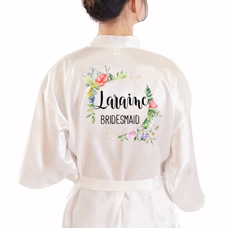 Невеста Подружка невесты с цветочным принтом Свадебный Короткий халат банная