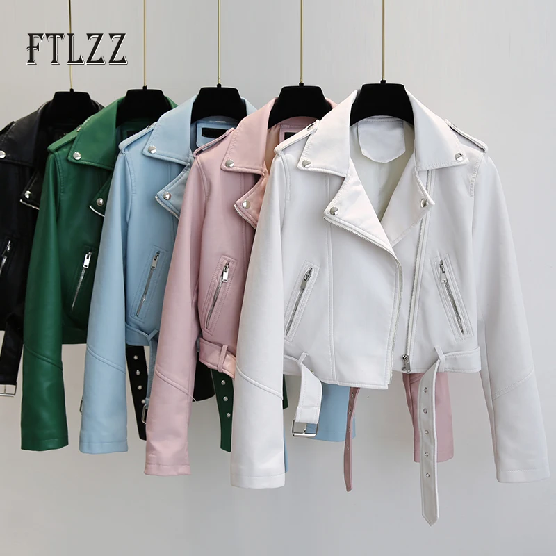 Куртка женская Байкерская из искусственной кожи модная короткая верхняя одежда