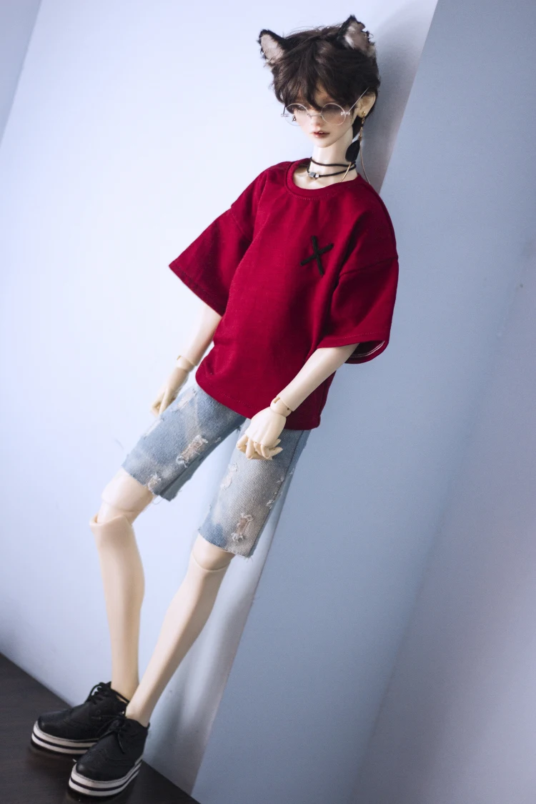 BJD doll clothes for 1/3 1/4 MSD DD Uncle size back printed silhouette loose-fitting T-shirt with 2 colors accessories |