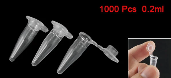 

1000 Pcs 0.2ml Round Bottom Centrifuge Tubes w Attached Caps Clear White