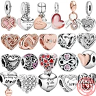 Романтический телефон, вечное сердце, бусины, розовое золото, подходят для браслета Pandora Snake, подарок на день матери