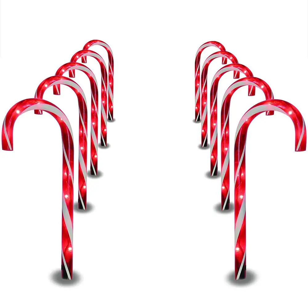 

10 Stakes 110V Crutch Lamp Cane Walkway Light Durable Atmosphere Christmas Decoration Festival Eco-Friendly Home Garden