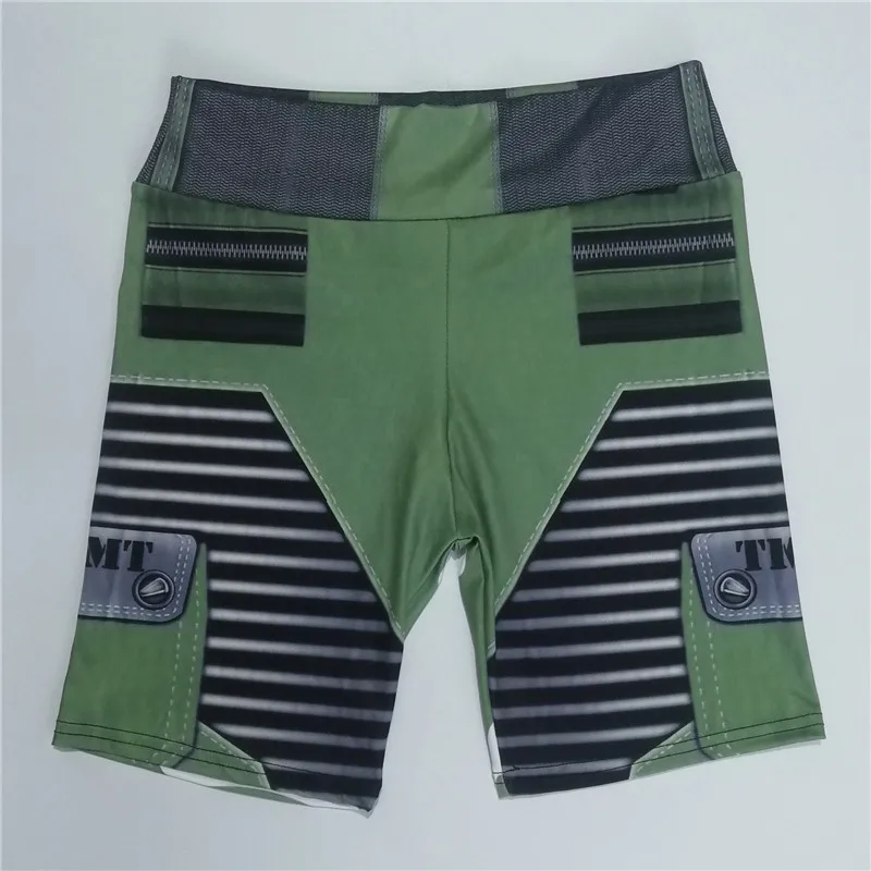 Большие размеры армейские зеленые шорты для йоги с высокой талией камуфляжные