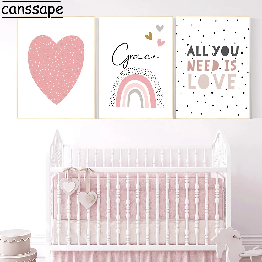 Nordic настенный художественный принт пользовательское имя плакат картины радуги