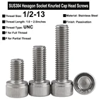 1 шт. 12-13 винты UNC, резьба SUS304, нержавеющая сталь, шестигранная розетка, Накатанная крышка, головка болтов, длина резьбы 1 