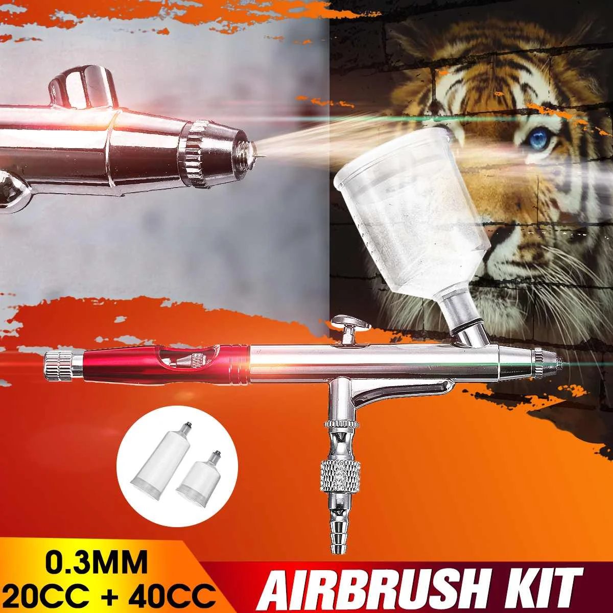 

20cc+40cc Airbrush Spray guns Gravity Feed Double Action Air Brush Tattoos Spray Body Paint Art Nail Craft Cake Tool With Wrench