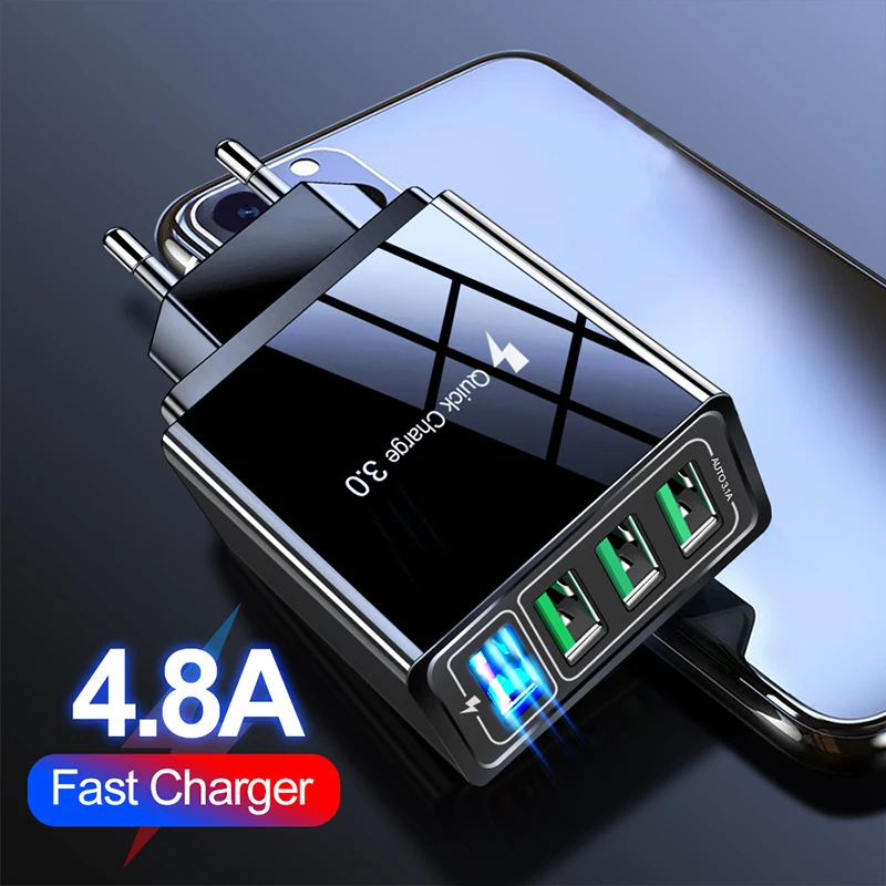 Новое быстрое зарядное устройство 3 0 USB для Samsung iPhone Xiaomi Huawei Tablet QC3.0 дорожное с 4