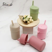 180mm capacity sippy cup 1 pcs baby feeding cups silicone baby learning drinkware bpa free childrens soft straw cups