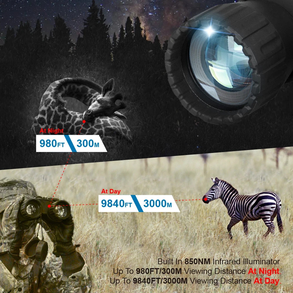WG 80 4x50 цифровой охотничий бинокль ночного видения 300 м Диапазон HD 5MP 720P видео