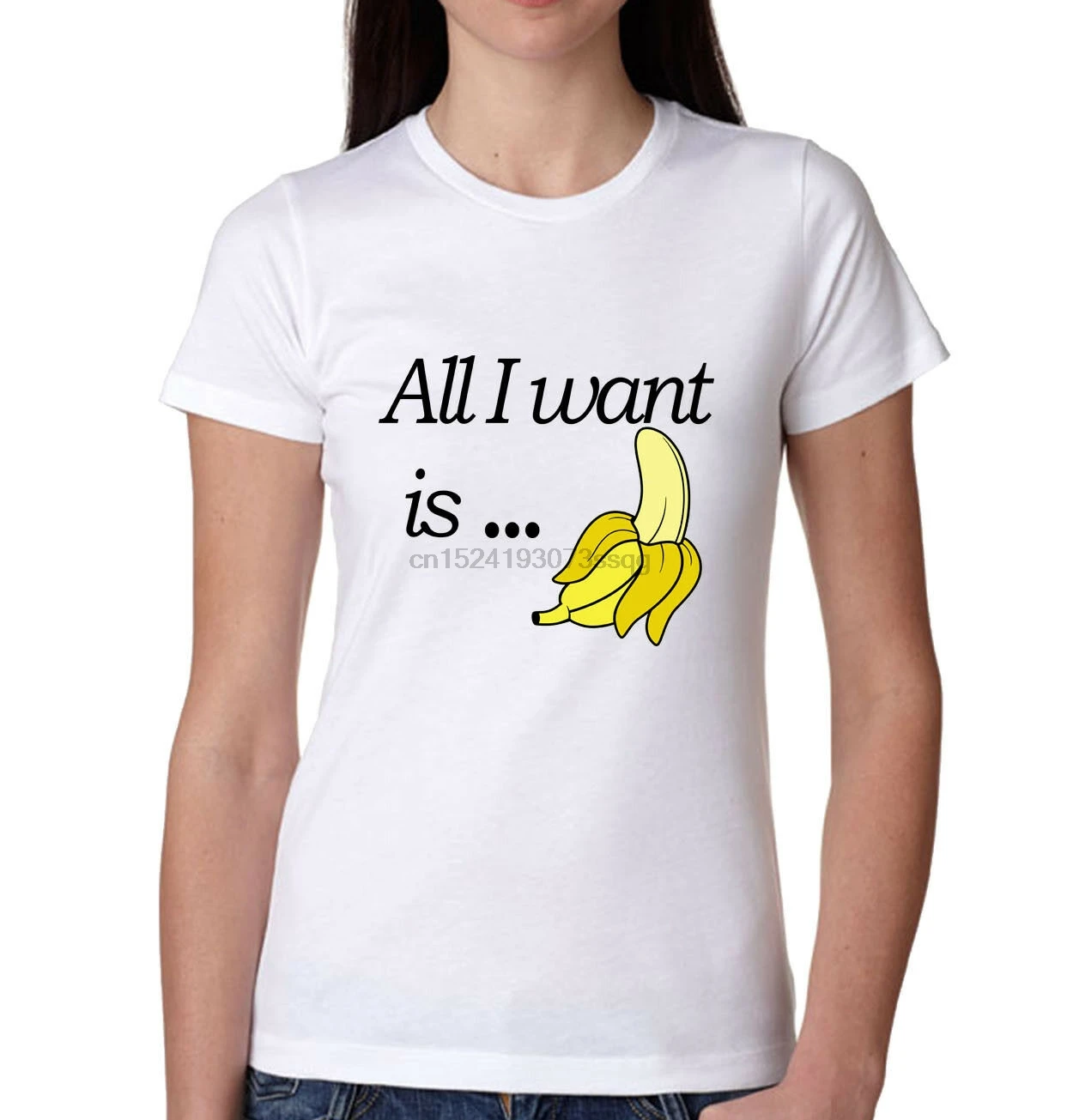 Футболка All I want is banana funny custom printed tee для женщин SK14 |